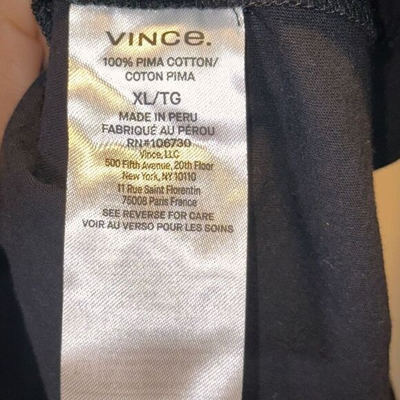 Vince Men's Gray/Black Double Layer Baseball Crew-Neck Long Sleeve T-Shirt Sz XL - Picture 8 of 8